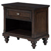 Meon Nightstand w Drawer and Open Cubby Shelf Dark Oak Brown Wood BM328604
