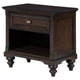 Meon Nightstand w Drawer and Open Cubby Shelf Dark Oak Brown Wood BM328604