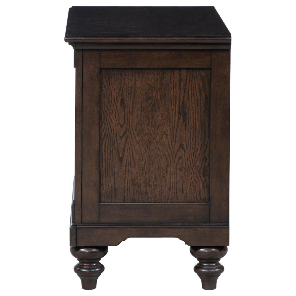 Meon Nightstand w Drawer and Open Cubby Shelf Dark Oak Brown Wood BM328604