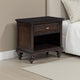 Meon Nightstand w Drawer and Open Cubby Shelf Dark Oak Brown Wood BM328604