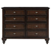 Meon Wide Dresser w 8 Drawers Carved Bun Feet Dark Oak Brown Wood BM328605