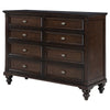 Meon Wide Dresser w 8 Drawers Carved Bun Feet Dark Oak Brown Wood BM328605