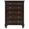 Meon Tall Dresser Chest w 5 Drawers Carved Bun Feet Dark Oak Brown BM328606