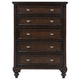 Meon Tall Dresser Chest w 5 Drawers Carved Bun Feet Dark Oak Brown BM328606