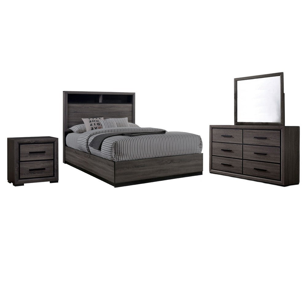 Zo 4 Piece Bedroom Set | King Size | Gray Black 2 Tone BM328607
