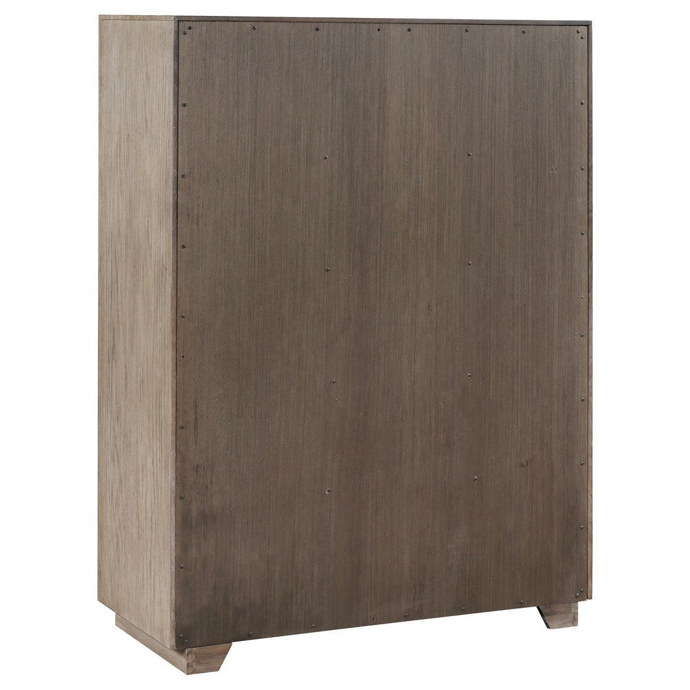 Keno Tall Dresser Chest 5 Drawers Bar Handles Brown Acacia Wood BM328640