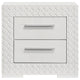 Ivon Nightstand 2 Drawers 26 Inch Modern Glossy White Solid Hardwood BM328643