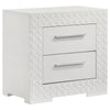 Ivon Nightstand, 2 Drawers, 26 Inch Modern Glossy White Solid Hardwood