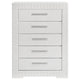 Ivon Tall Dresser Chest 5 Drawers Modern Glossy White Solid Hardwood BM328645