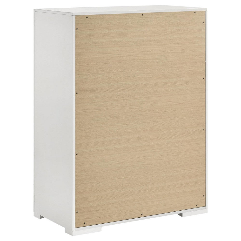 Ivon Tall Dresser Chest 5 Drawers Modern Glossy White Solid Hardwood BM328645