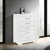 Ivon Tall Dresser Chest, 5 Drawers, Modern Glossy White Solid Hardwood