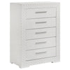 Ivon Tall Dresser Chest, 5 Drawers, Modern Glossy White Solid Hardwood
