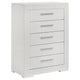 Ivon Tall Dresser Chest, 5 Drawers, Modern Glossy White Solid Hardwood