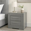 Ivon Nightstand, 2 Storage Drawers, 26 Inch Glossy Gray Hardwood