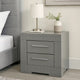Ivon Nightstand, 2 Storage Drawers, 26 Inch Glossy Gray Hardwood