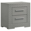 Ivon Nightstand, 2 Storage Drawers, 26 Inch Glossy Gray Hardwood