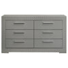 Ivon Wide Dresser 6 Drawers Bar Handles Glossy Gray Solid Hardwood BM328649