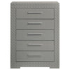 Ivon Tall Dresser Chest 5 Drawers Bar Handles Gray Solid Hardwood BM328650