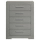 Ivon Tall Dresser Chest 5 Drawers Bar Handles Gray Solid Hardwood BM328650