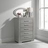 Ivon Tall Dresser Chest, 5 Drawers, Bar Handles, Gray Solid Hardwood