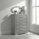 Ivon Tall Dresser Chest, 5 Drawers, Bar Handles, Gray Solid Hardwood