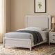 Leva Queen Bed, Upholstered LED Headboard, Modern White Acacia Wood