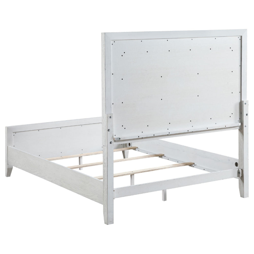 Leva King Bed Upholstered LED Headboard Modern White Acacia Wood