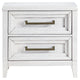 Leva Nightstand 28 Inch Distressed White Acacia Wood 2 Drawers BM328654