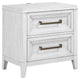 Leva Nightstand, 28 Inch, Distressed White Acacia Wood, 2 Drawers