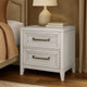 Leva Nightstand, 28 Inch, Distressed White Acacia Wood, 2 Drawers