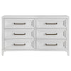 Leva Wide Dresser Classic Distressed White Acacia Wood 6 Drawers BM328655