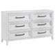 Leva Wide Dresser, Classic Distressed White Acacia Wood, 6 Drawers