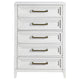 Leva Tall Dresser Chest Distressed White Acacia Wood 5 Drawers BM328656