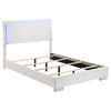 Sok 4pc Full Size Bedroom Set, Modern White, LED Upholstered Headboard