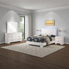 Sok 4pc Full Size Bedroom Set, Modern White, LED Upholstered Headboard