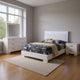 Sok 4pc Full Size Bedroom Set, Modern White, LED Upholstered Headboard