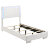 Sok 4pc Twin Size Bedroom Set, Modern White, LED Upholstered Headboard