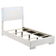 Sok 4pc Twin Size Bedroom Set, Modern White, LED Upholstered Headboard