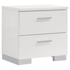 Sok 4pc Twin Size Bedroom Set, Modern White, LED Upholstered Headboard