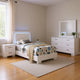 Sok 4pc Twin Size Bedroom Set, Modern White, LED Upholstered Headboard
