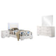 Sok 4pc Twin Size Bedroom Set, Modern White, LED Upholstered Headboard