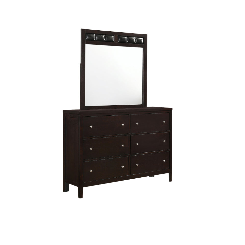 Vida 4pc Full Size Bedroom Set Brown Faux Leather Upholstery Dresser