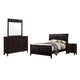 Vida 4pc Full Size Bedroom Set, Brown Faux Leather Upholstery, Dresser
