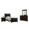Vida 4pc Twin Size Bedroom Set, Brown Faux Leather Upholstery, Dresser