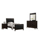 Vida 4pc Twin Size Bedroom Set, Brown Faux Leather Upholstery, Dresser