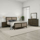 Wily 4pc Full Size Bedroom Set, Dresser Mirror, Dark Brown Upholstery