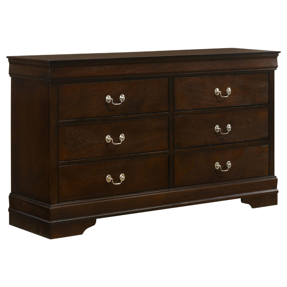 Nim 4pc Twin Size Bedroom Set Dresser Dark Brown Sleigh Headboard