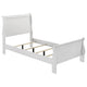 Nim 4pc Twin Size Bedroom Set, Dresser, Modern White Sleigh Headboard