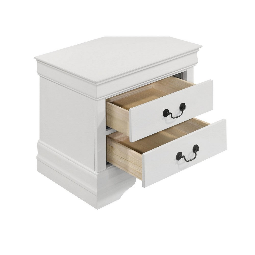 Nim 4pc Twin Size Bedroom Set, Dresser, Modern White Sleigh Headboard