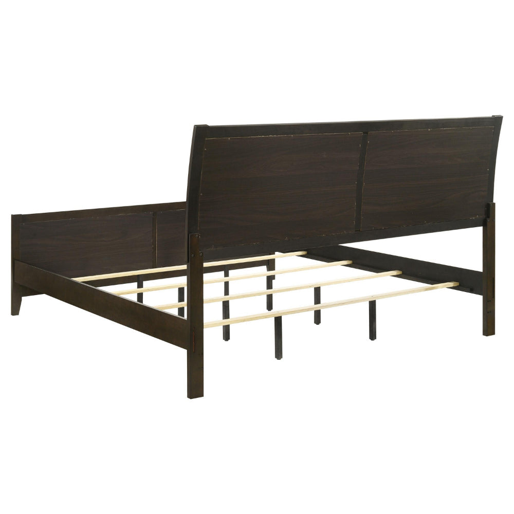 Wily King Size Bed Channel Tufted Upholstered Headboard Dark Brown